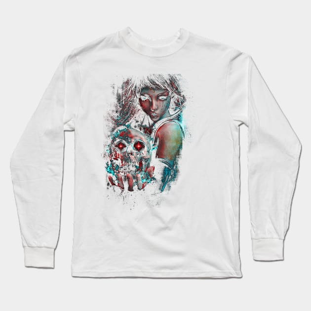 Skull Mage Necromancer Character Long Sleeve T-Shirt by barrettbiggers